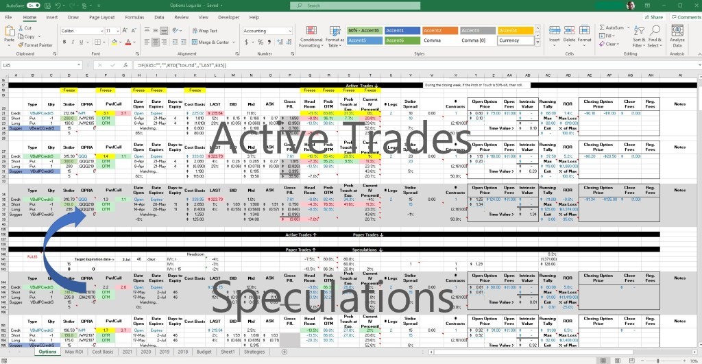 Options Spread Watchlist Excel